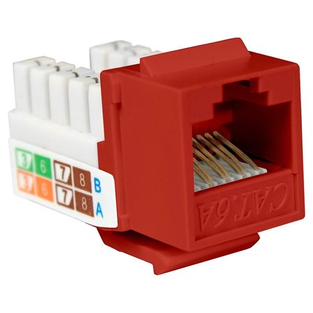 QUEST TECHNOLOGY INTERNATIONAL Cat6A Slim-Style 90 Degree Keystone Jacks, 8P8C - Red NKJ-6203